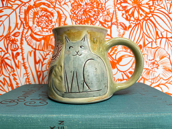 Garden Gazing Cats Handmade Porcelain Mug