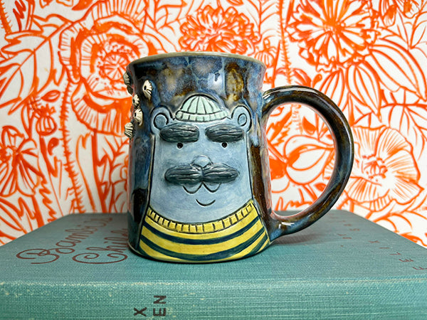 Sailor Bears Handmade Porcelain Mug with Barnacles, C
