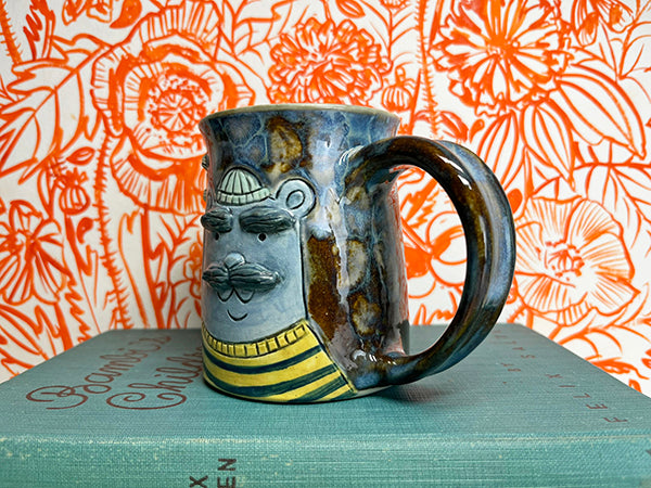 Sailor Bears Handmade Porcelain Mug with Barnacles, C