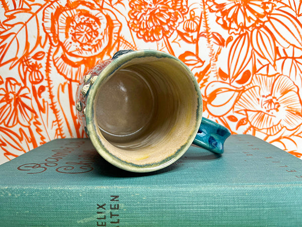 Sailor Bunny and Kitty, Handmade Porcelain Mug with Barnacles, A