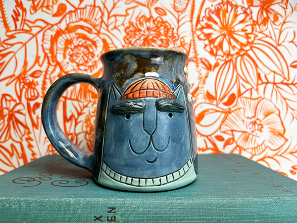 Sailor Bear and Cat Handmade Porcelain Mug with Barnacles, D