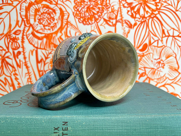 Sailor Bear and Cat Handmade Porcelain Mug with Barnacles, D