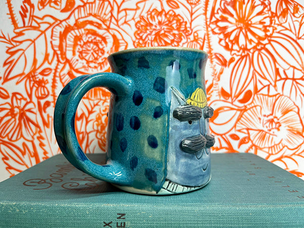 Captain Cats Handmade Porcelain Mug with Barnacles, E
