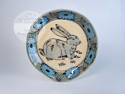 Hand-painted sweet bunny stoneware spoon rest