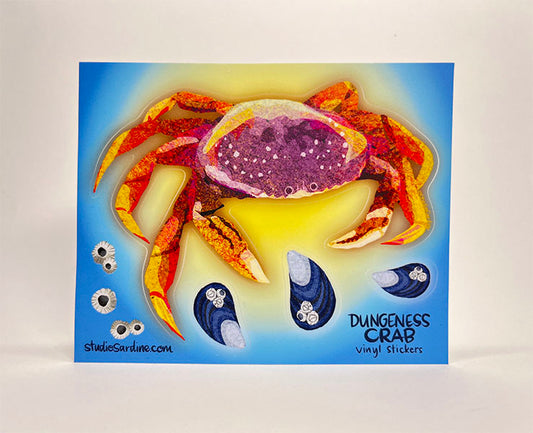 Dungeness Crab and Mussels Vinyl Sticker Sheet