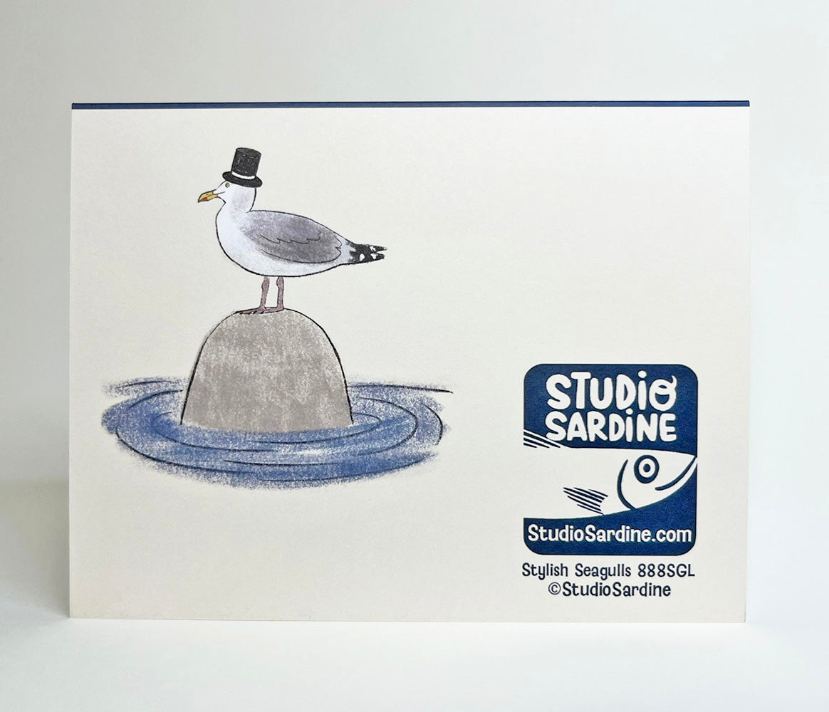 Stylish Seagulls blank notecards, seagulls in hats