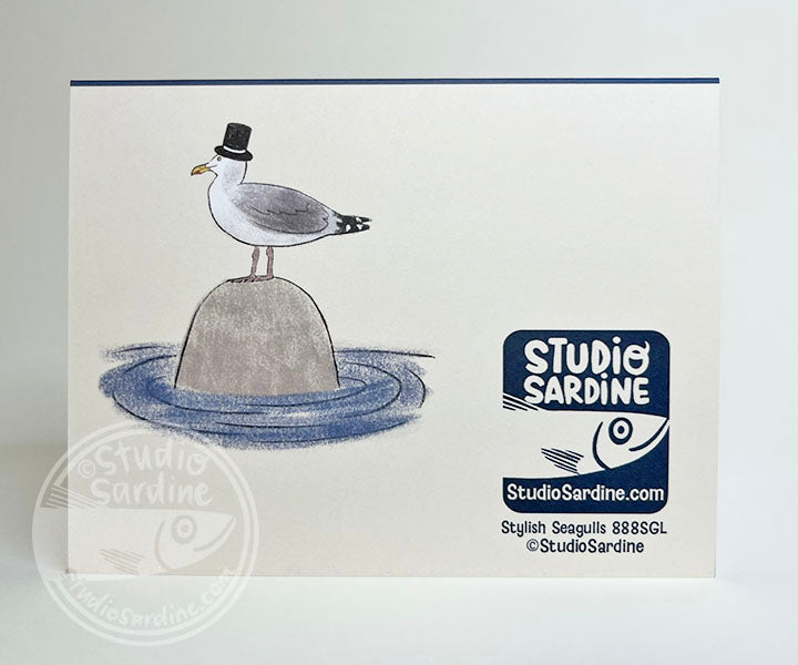 Stylish Seagulls blank notecards, seagulls in hats