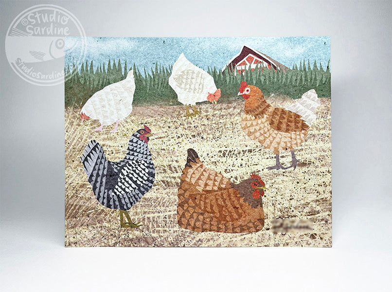 Chicken Flock 8" x 10" art print, coastal wall art