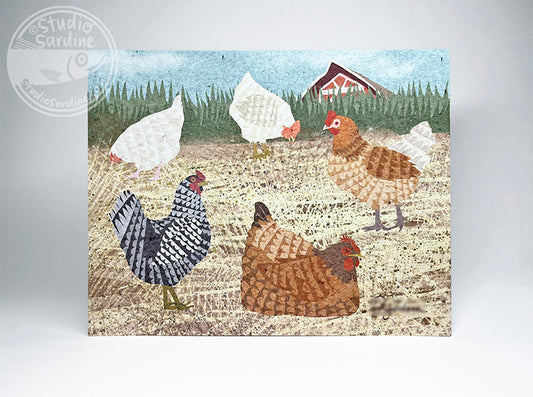 Chicken Flock 8" x 10" art print, coastal wall art