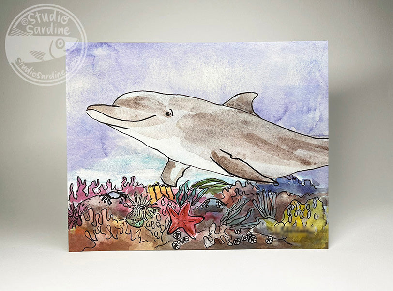 Bottlenose Dolphin 8" x 10" art print, coastal wall art