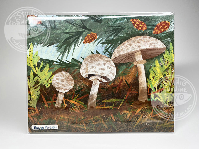 Shaggy Parasol 8" x 10" art print, woodland wall art