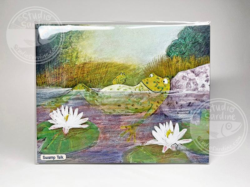 Swamp Talk 8" x 10" art print, frog wall art