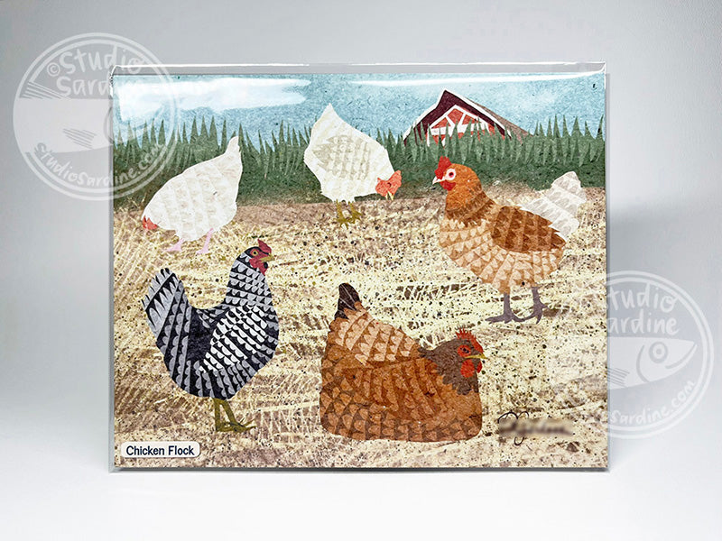 Chicken Flock 8" x 10" art print, coastal wall art