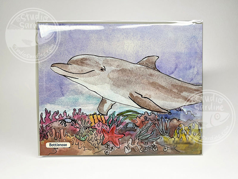 Bottlenose Dolphin 8" x 10" art print, coastal wall art