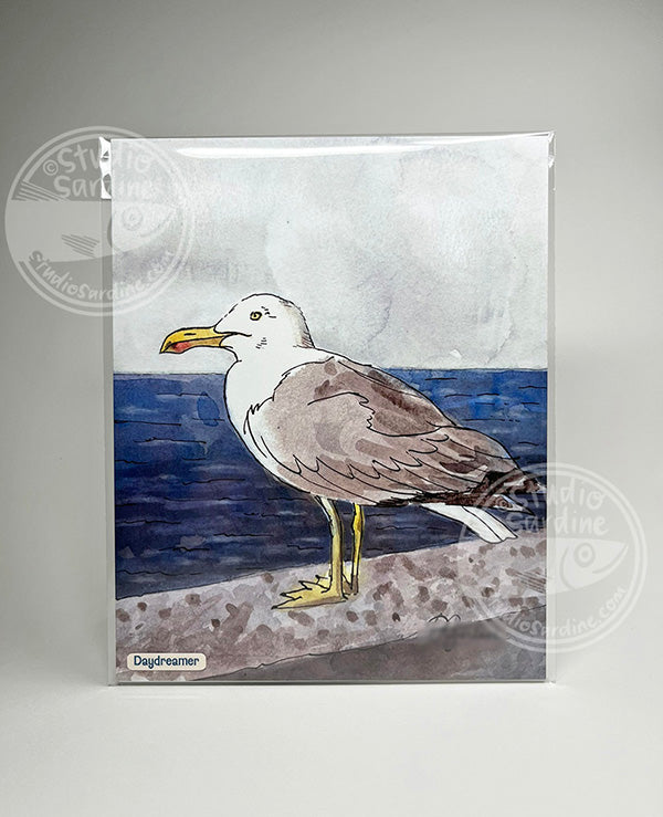 Daydreamer Seagull 8" x 10" art print, coastal wall art