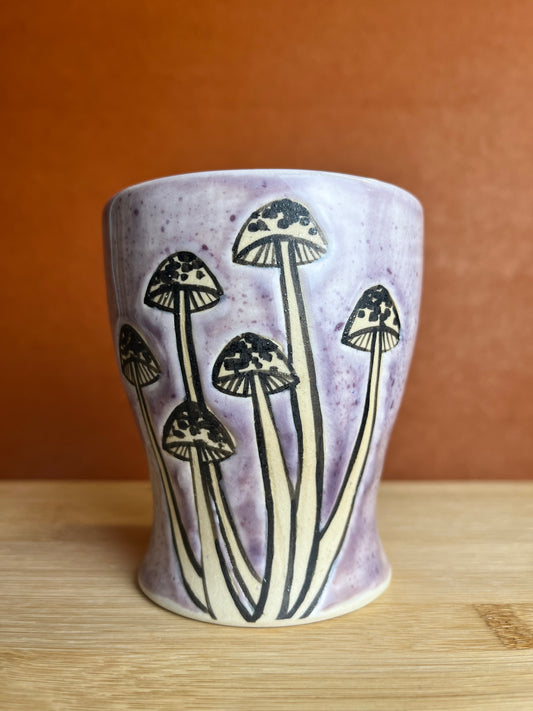 Lavender Splatter Mushroom Tumbler B