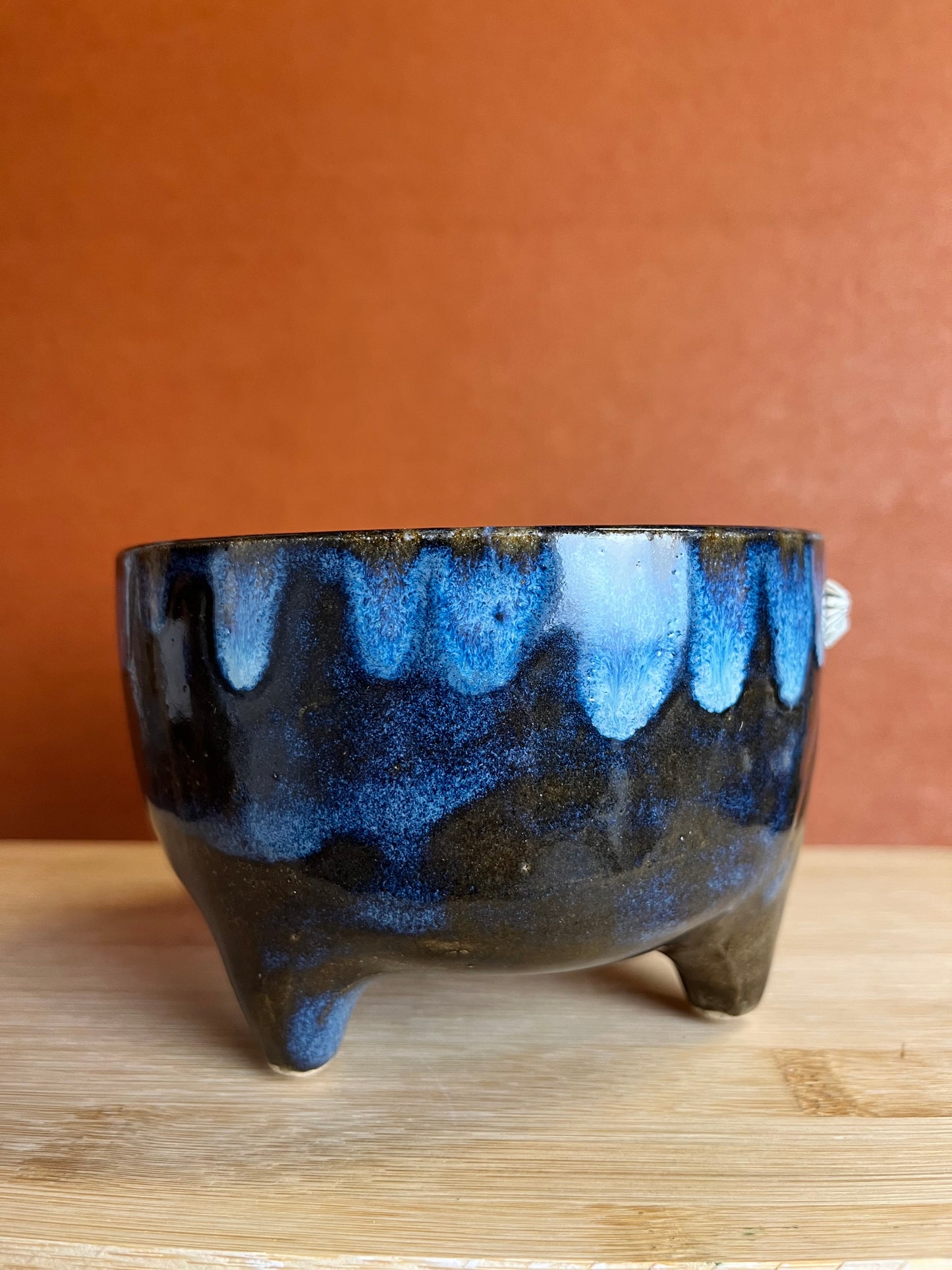 Three-legged Stoneware Barnacle Planter, Blue A