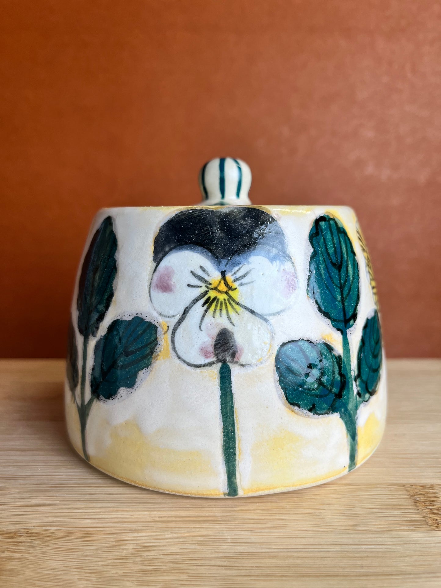 Pansy Stoneware Jar A