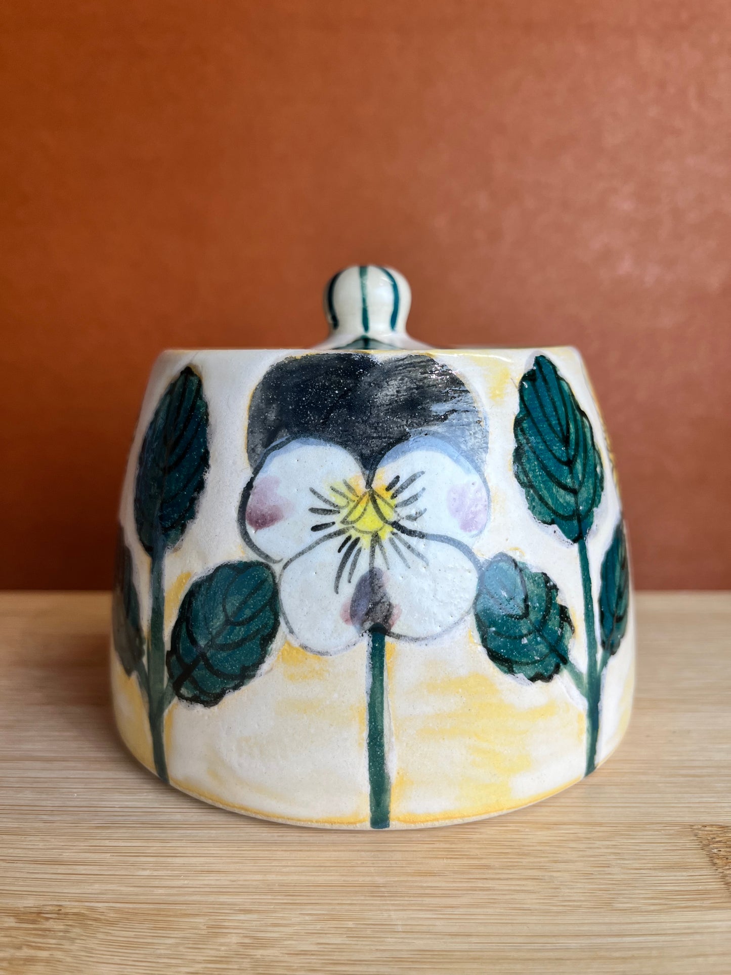 Pansy Stoneware Jar A