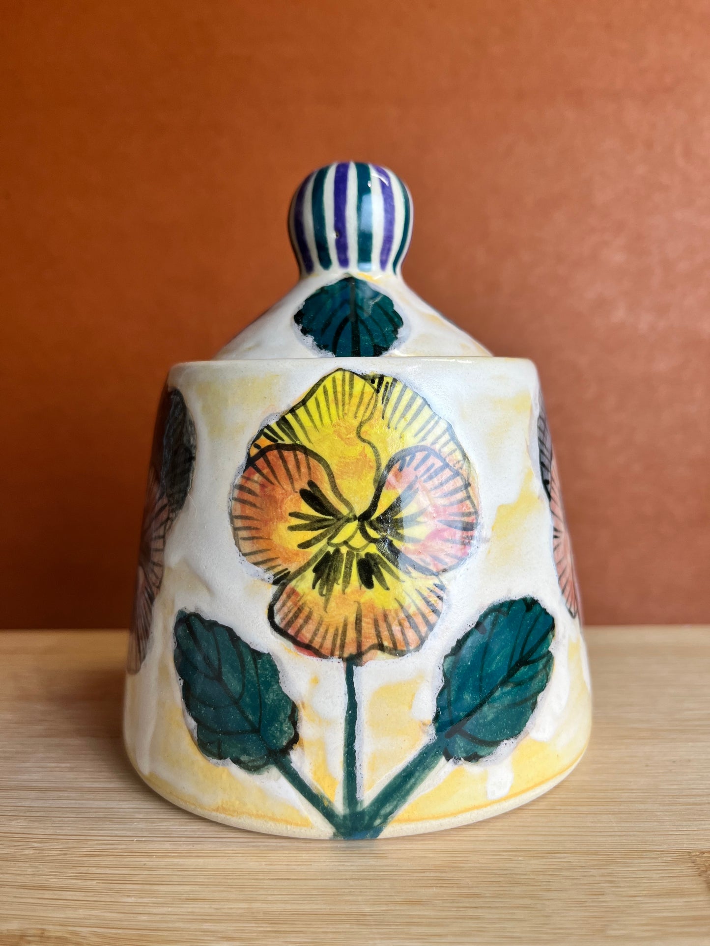 Pansy Stoneware Jar B