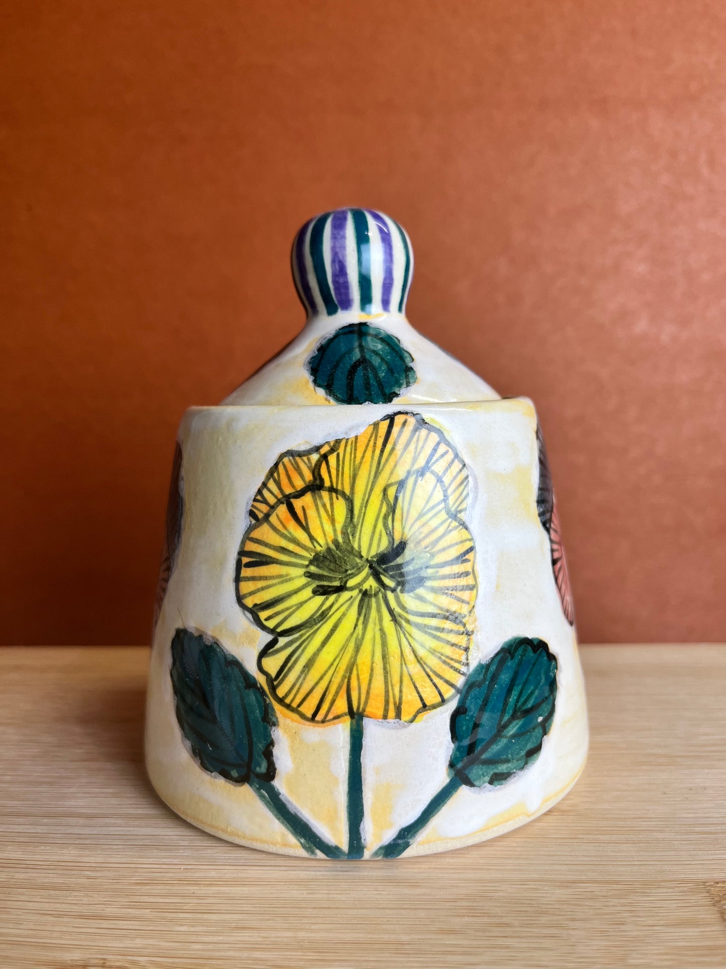 Pansy Stoneware Jar B