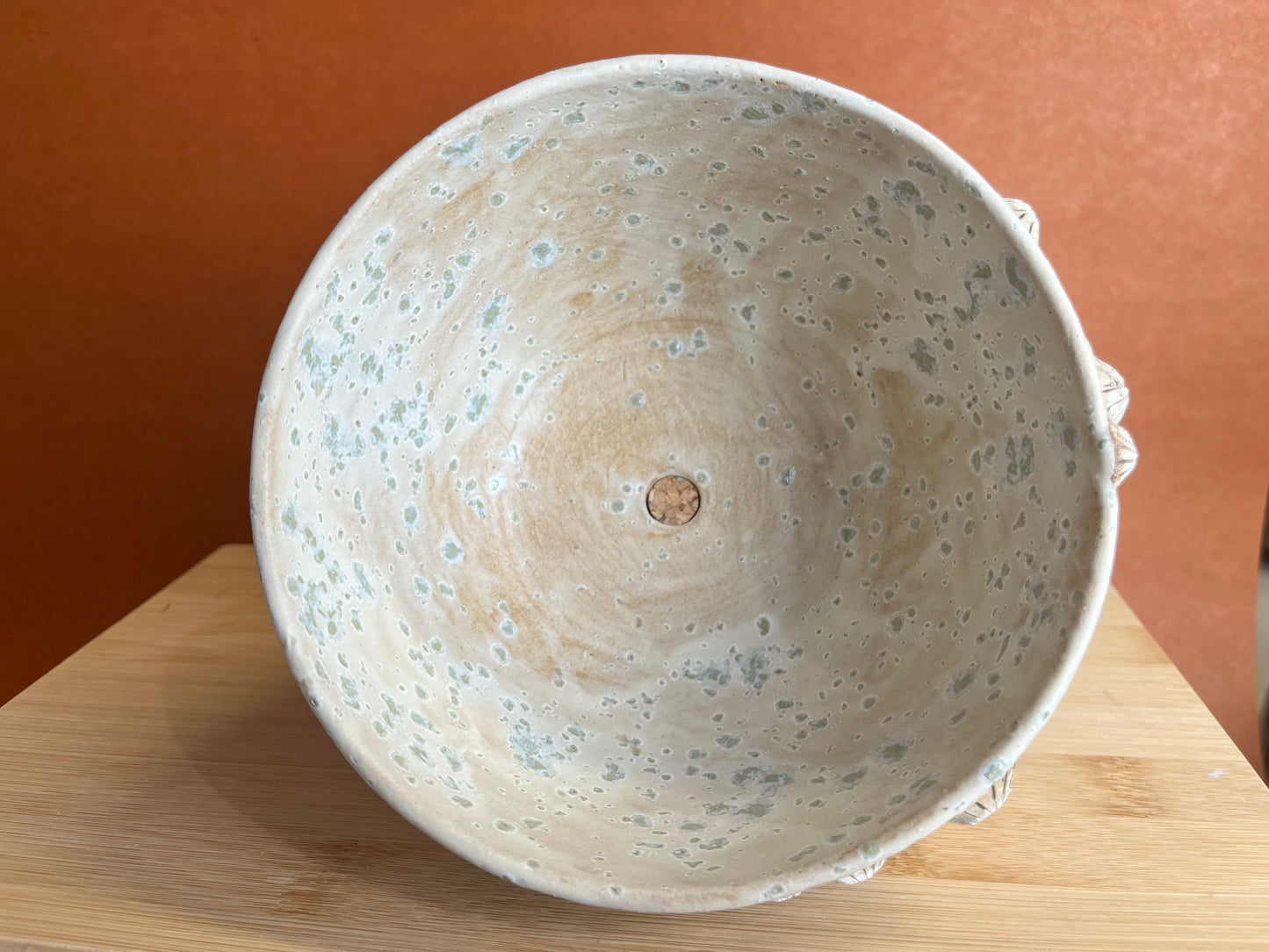 Three-legged Stoneware Barnacle Planter, Seafoam B