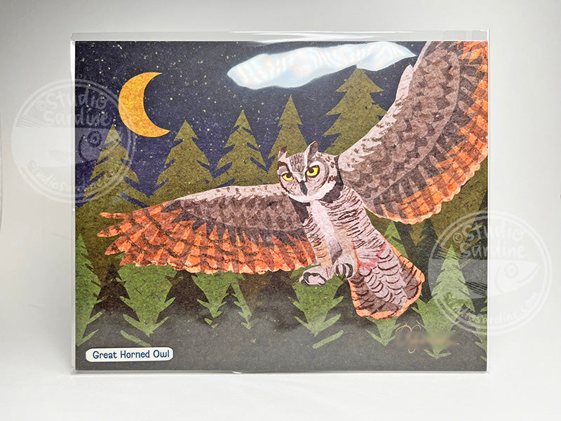 Great Horned Owl 8" x 10" art print, coastal wall decor