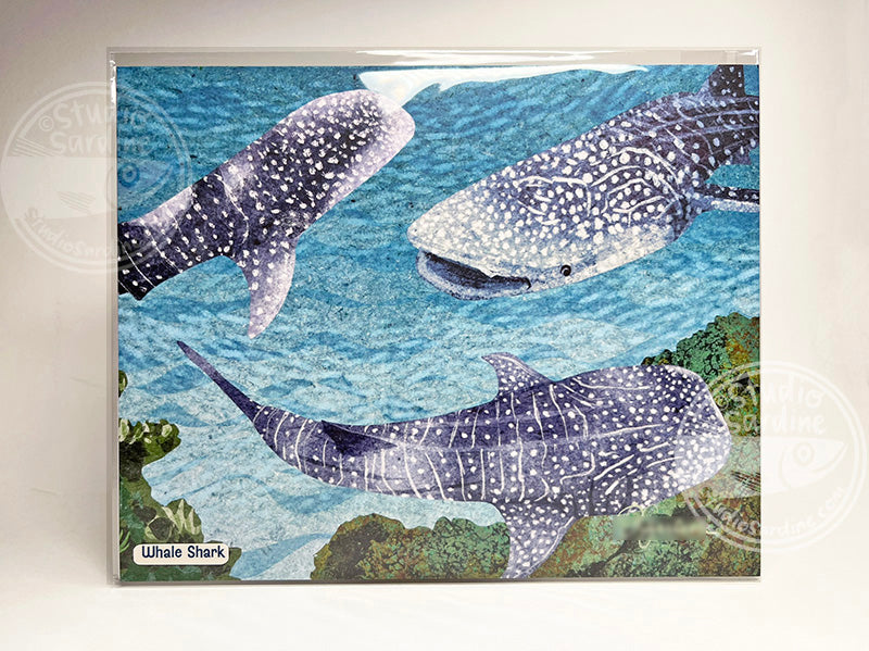 Whale Sharks 8" x 10" art print, coastal wall decor