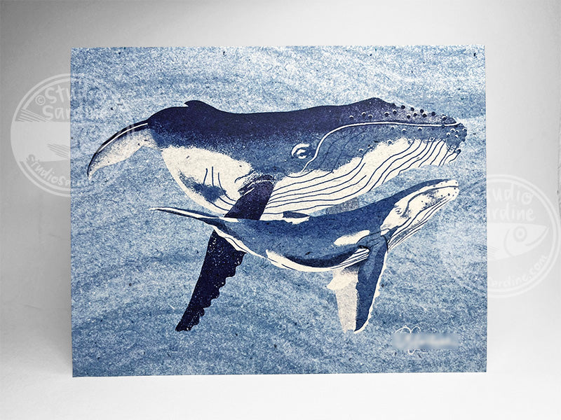 Humpback Whales 8" x 10" art print, coastal wall decor