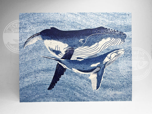 Humpback Whales 8" x 10" art print, coastal wall decor