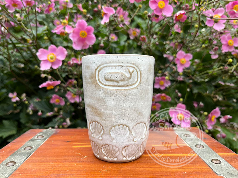SECOND * Stamped Whale and Shell Stoneware Dimple Tumbler