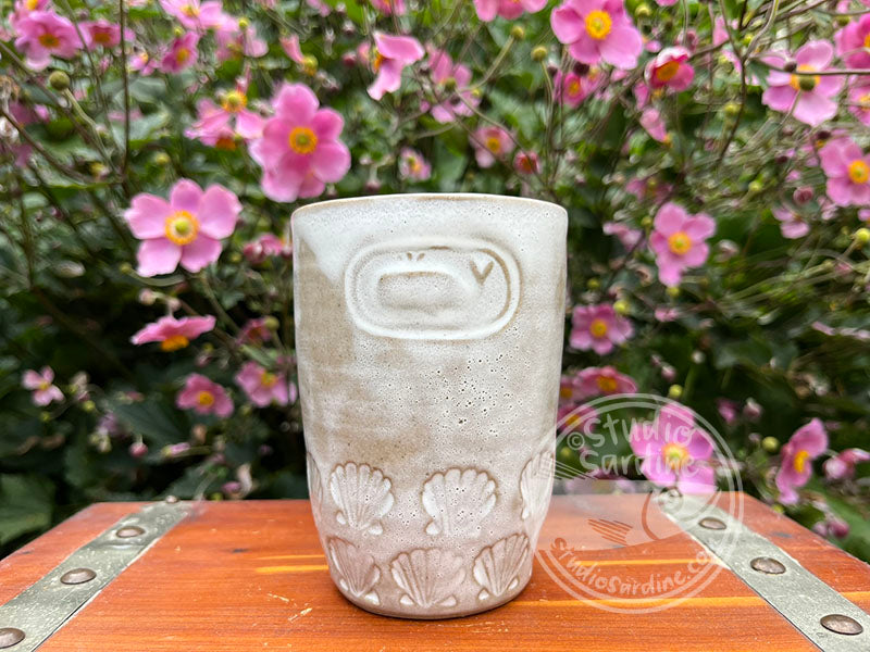 SECOND * Stamped Whale and Shell Stoneware Dimple Tumbler