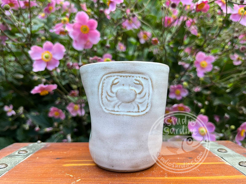 Stamped Crab Stoneware Dimple Tumbler F