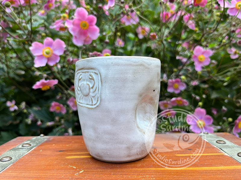 Stamped Crab Stoneware Dimple Tumbler F