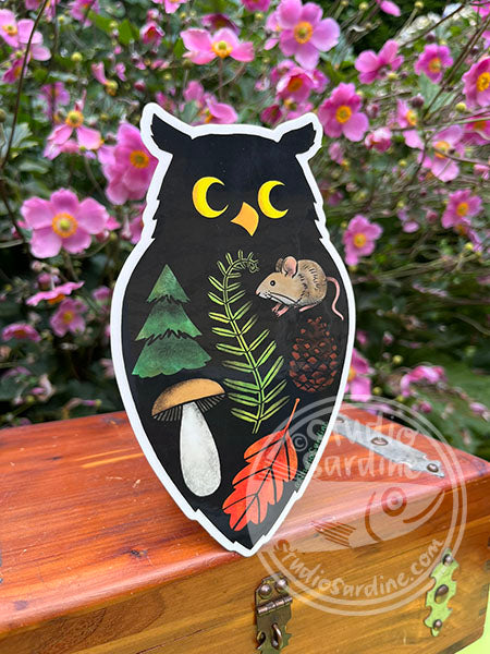 Woodland Owl Cathedral Window Stained Glass Effect Sticker