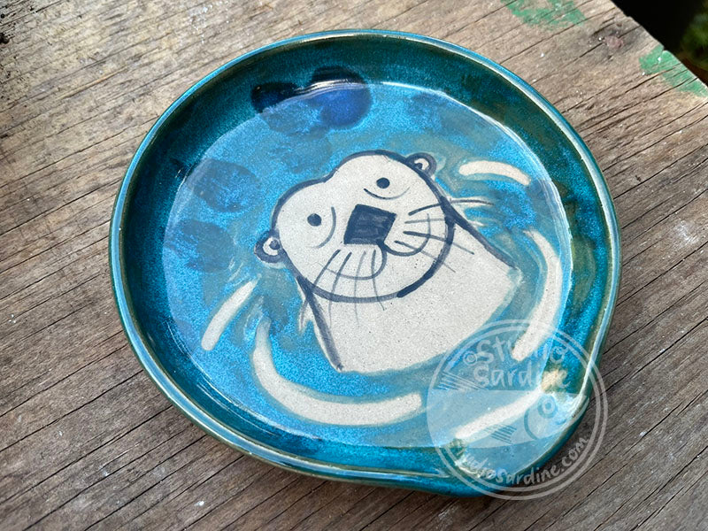 Hand-painted otter stoneware spoonrest
