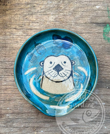 Hand-painted otter stoneware spoonrest