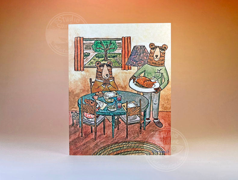 Family Feast Bear blank notecard, Ursa Minor