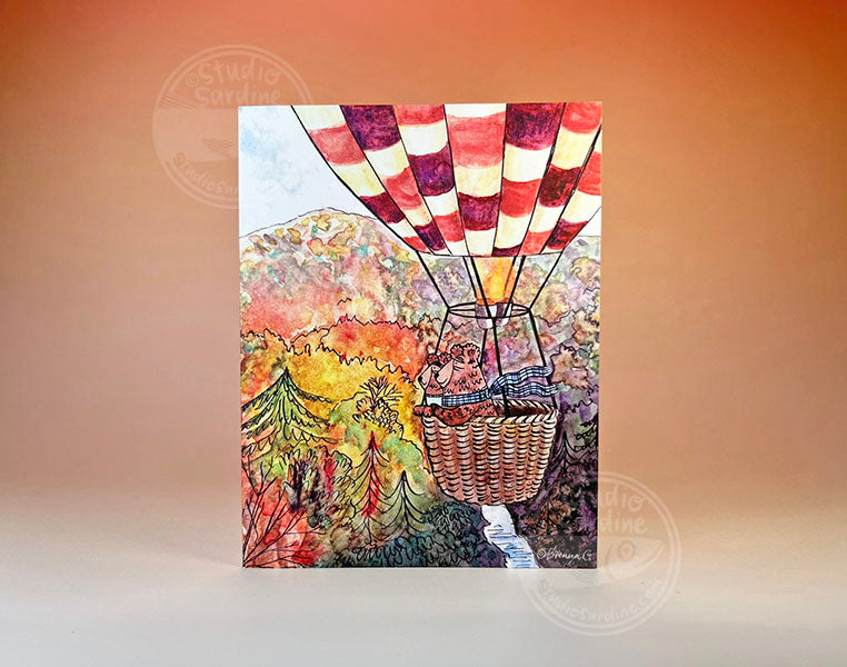 Leaf Peepers Bear blank notecard, Ursa Minor