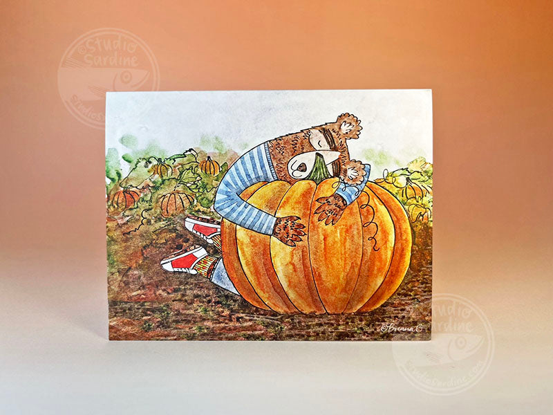 Pumpkin Hugs Bear blank notecard, Ursa Minor