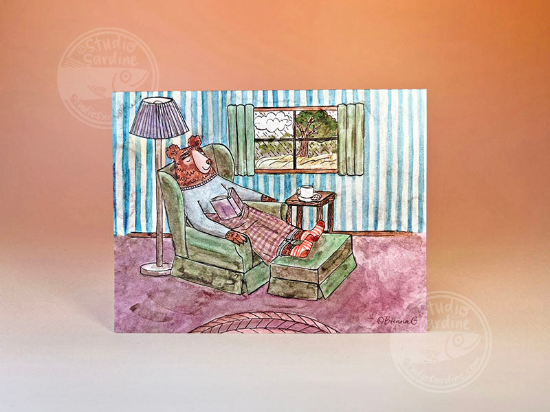 Restful Rains Bear blank notecard, Ursa Minor