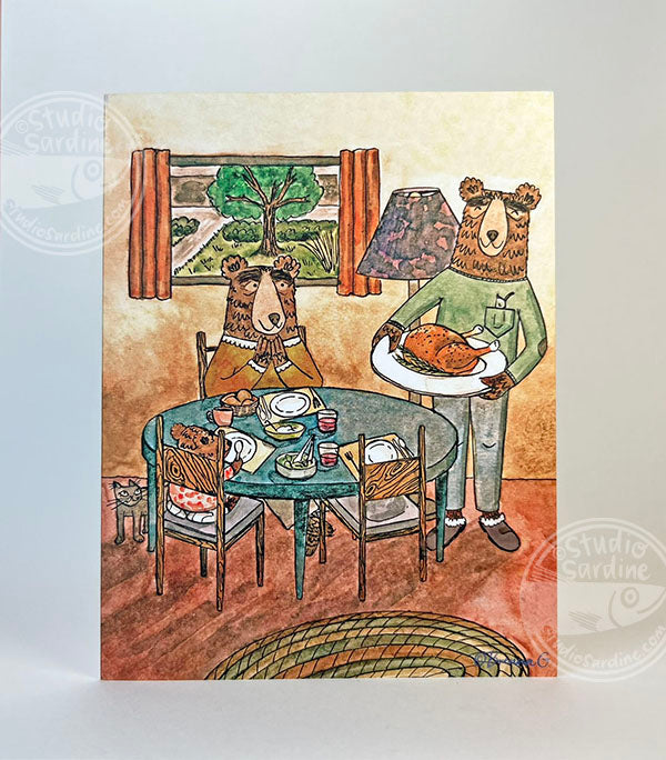 Family Feast Bear blank notecard, Ursa Minor