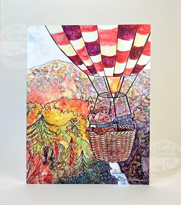 Leaf Peepers Bear blank notecard, Ursa Minor