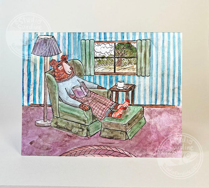 Restful Rains Bear blank notecard, Ursa Minor