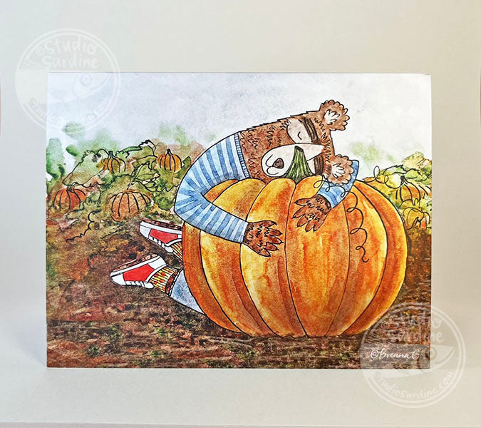 Pumpkin Hugs Bear blank notecard, Ursa Minor