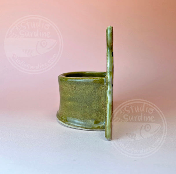 Horned owl stoneware tealight luminary A