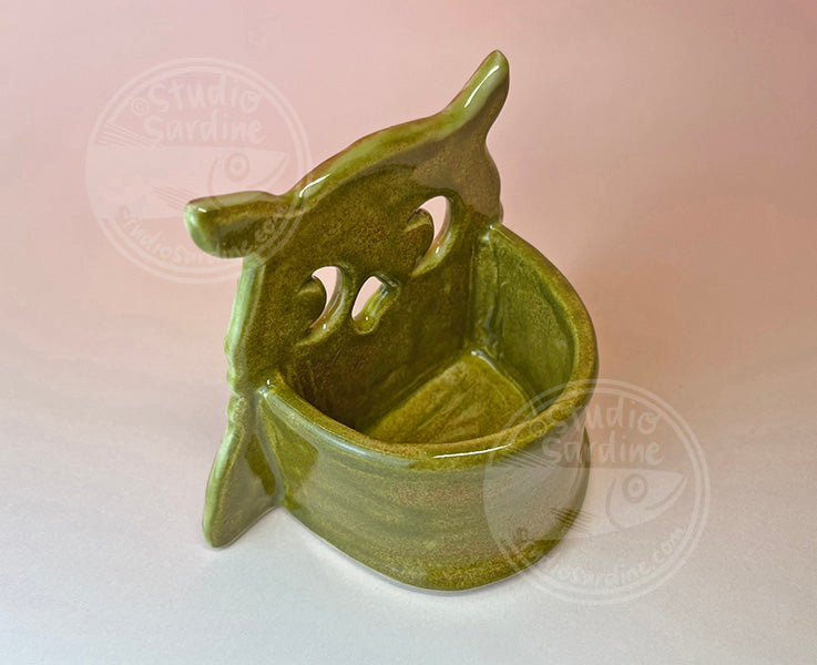 Horned owl stoneware tealight luminary B