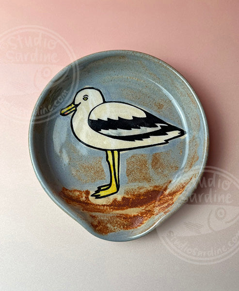 Hand-painted seagull stoneware spoon rest B