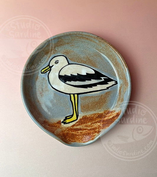 Hand-painted seagull stoneware spoon rest A