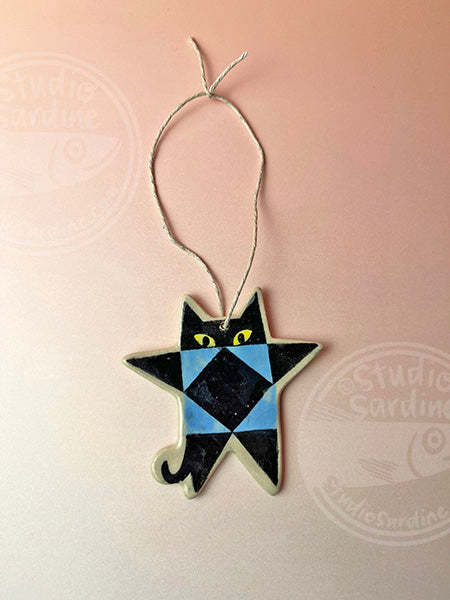 SECOND* Quilty Cat stoneware ornament